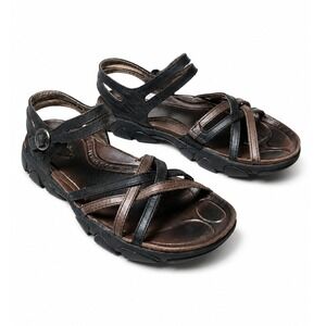 Keen Sandals 7.5 Black Brown 1010221 Venice H2 Strappy Leather Hiking Sport